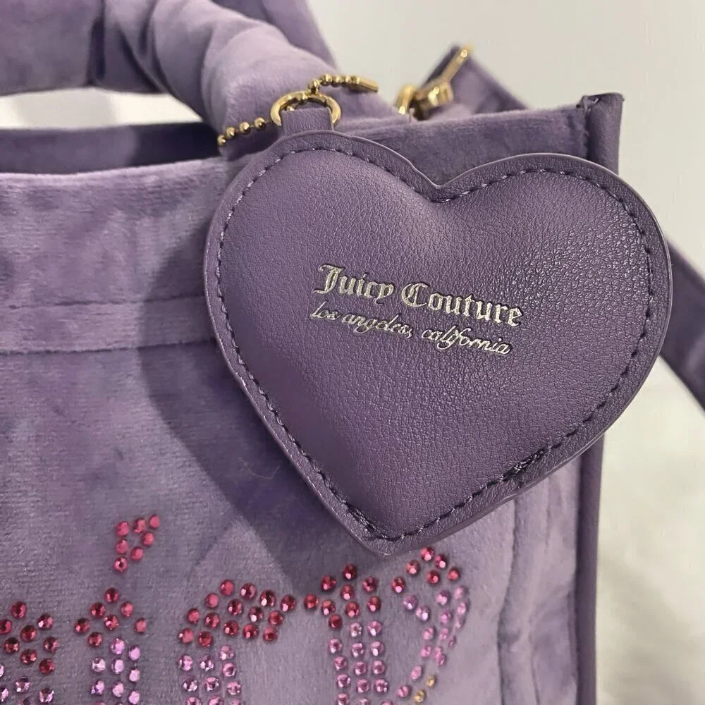Juicy Couture Dusty Violet Big Spender Heart Charm Mini Tote Bag Satchel NWT